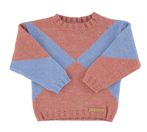 PIUPIUCHICK Pullover geometric pink blue Lurex