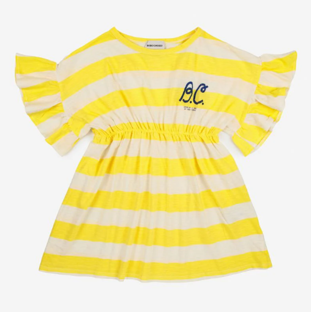 BOBO CHOSES yellow stripes ruffle dress Kleid