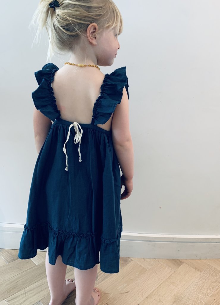 LIILU organics Kleid pinafore dress antra blue - Größe 128